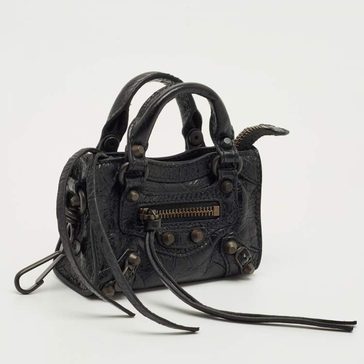 Pre Owned Balenciaga Black Leather Le City Micro Bag Charm