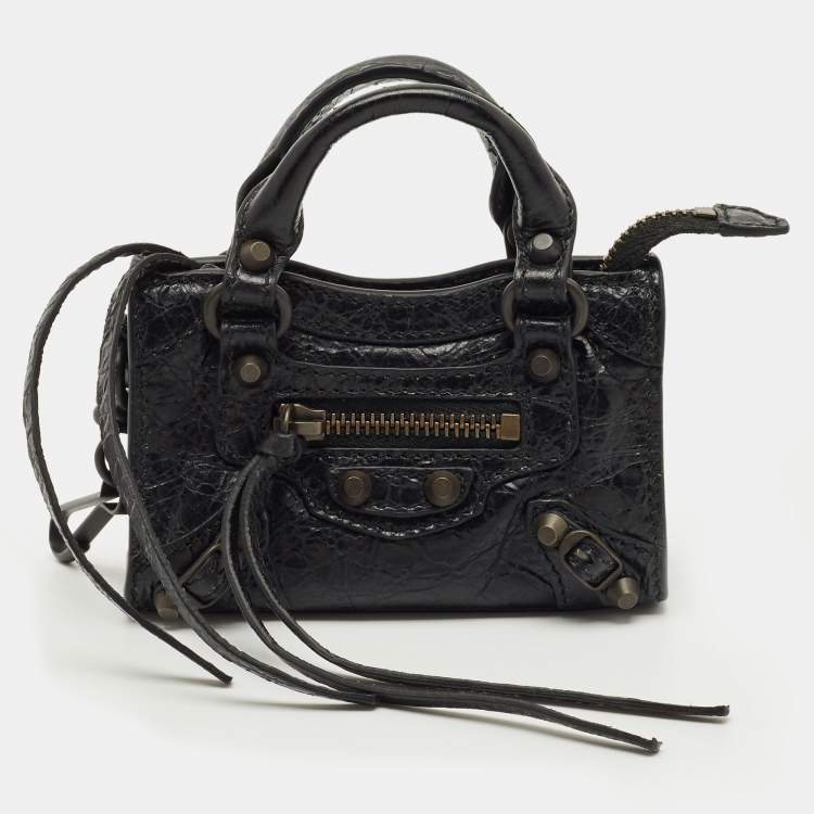 Pre Owned Balenciaga Black Leather Le City Micro Bag Charm