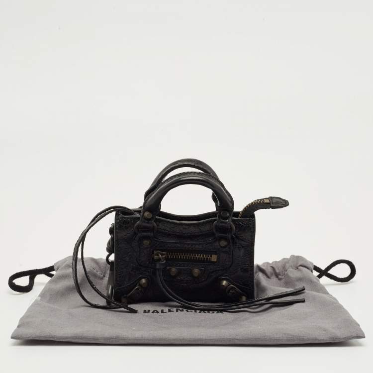 Pre Owned Balenciaga Black Leather Le City Micro Bag Charm