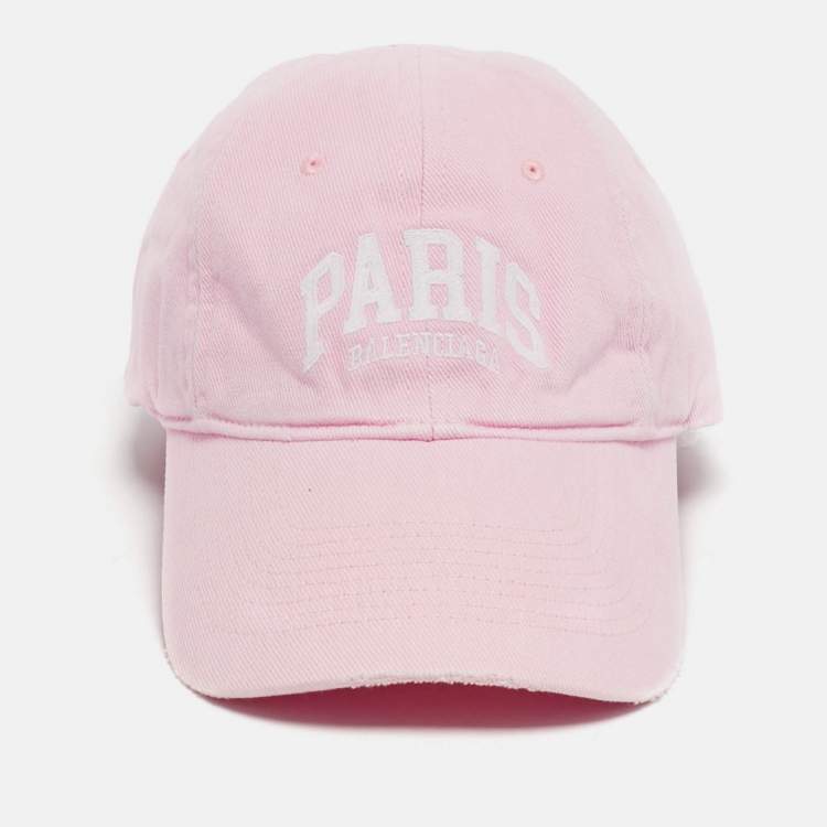 Pre Owned Balenciaga Pink Logo Embroidered Cotton Baseball Cap S