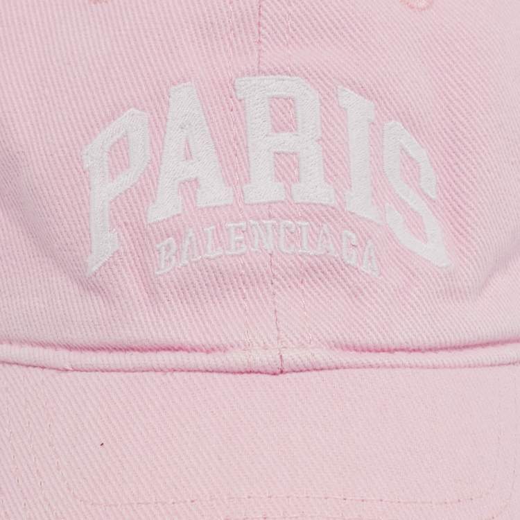 Pre Owned Balenciaga Pink Logo Embroidered Cotton Baseball Cap S