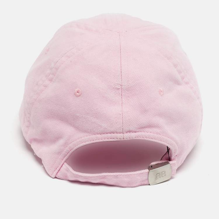 Pre Owned Balenciaga Pink Logo Embroidered Cotton Baseball Cap S
