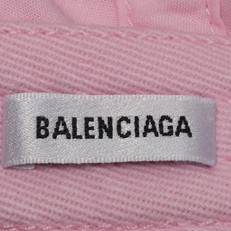 Pre Owned Balenciaga Pink Logo Embroidered Cotton Baseball Cap S
