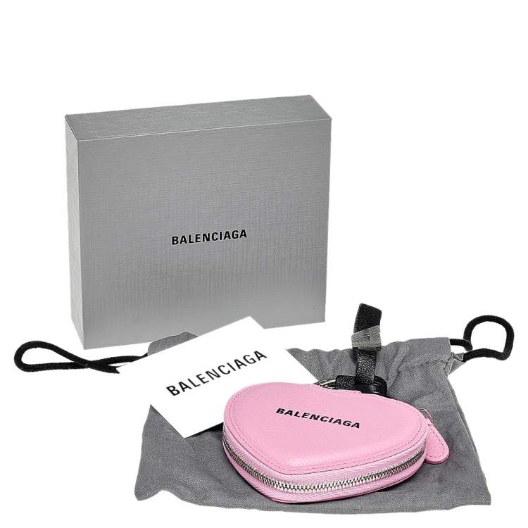 Pre Owned Balenciaga Pink Leather Cash Heart Mirror Case