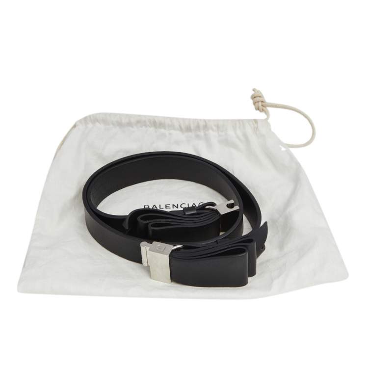 Pre Owned Balenciaga Black Leather Multi Bow Waist Belt 80CM
