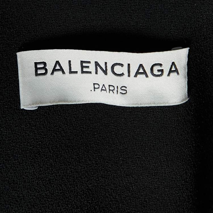 Pre Owned Balenciaga Black Crepe High Waist Flap Detail Trousers M