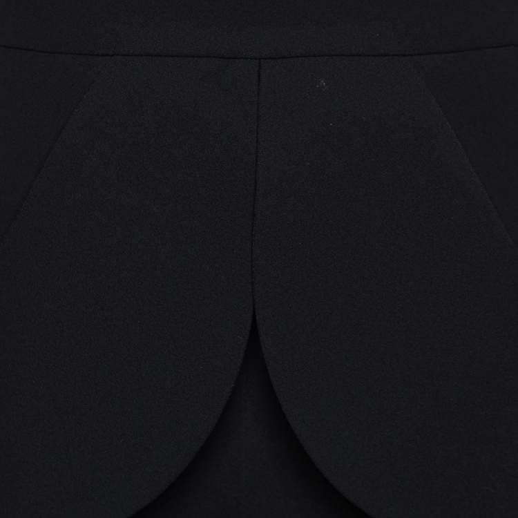 Pre Owned Balenciaga Black Crepe High Waist Flap Detail Trousers M