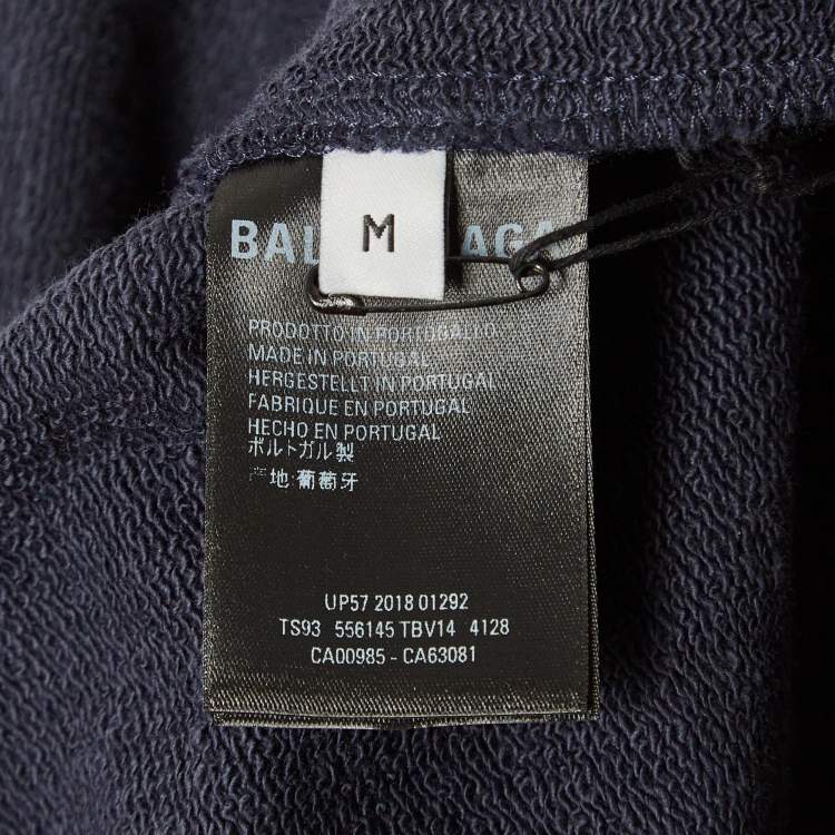 Pre Owned Balenciaga Navy Blue Political Campaign Print Cotton Oversized Hoodie M