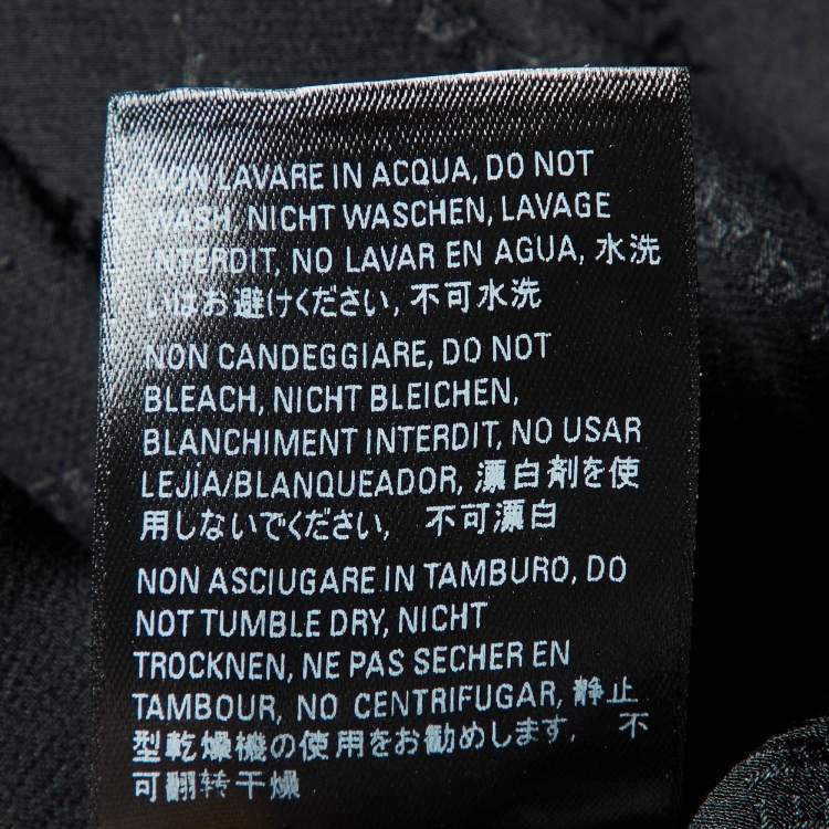 Pre Owned Balenciaga Black Monogram Satin Silk Asymmetric Midi Dress M