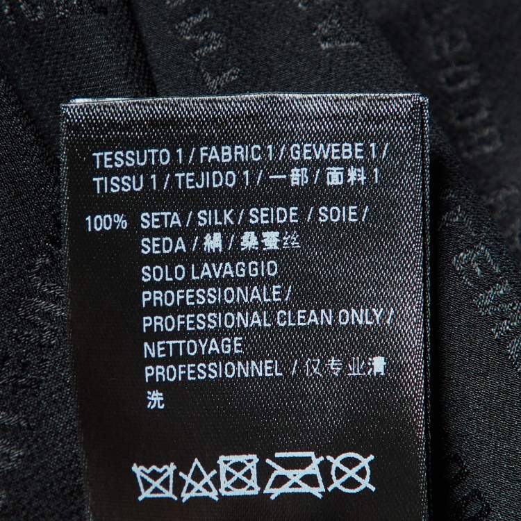 Pre Owned Balenciaga Black Monogram Satin Silk Asymmetric Midi Dress M