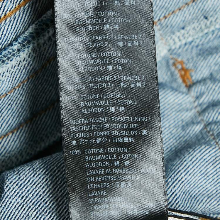 Pre Owned Balenciaga Blue Denim Raw Slit Detail Midi Dress M