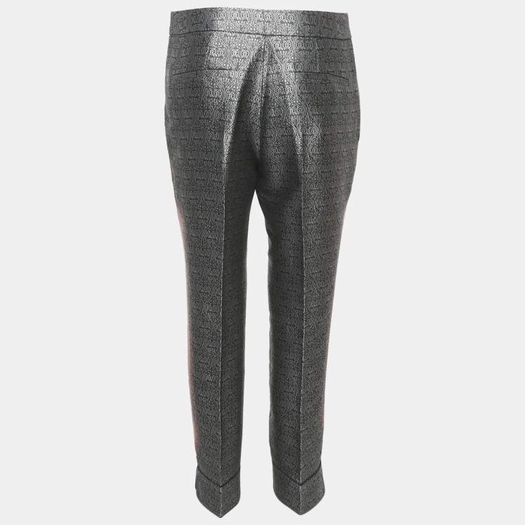 Pre Owned Balenciaga Multicolor Brocade Silk Tapered Leg Cropped Trousers M