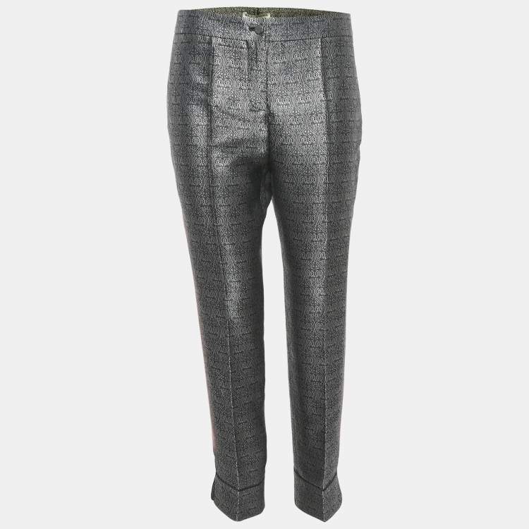 Pre Owned Balenciaga Multicolor Brocade Silk Tapered Leg Cropped Trousers M