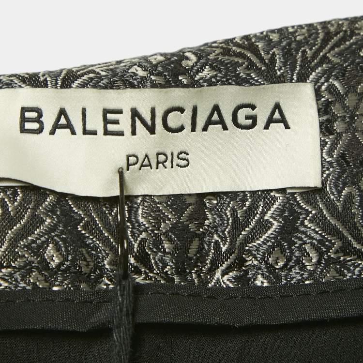 Pre Owned Balenciaga Multicolor Brocade Silk Tapered Leg Cropped Trousers M