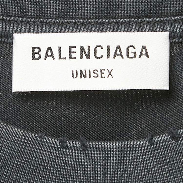 Pre Owned Balenciaga Vintage Effect Cotton Distressed Crew Neck T-Shirt M