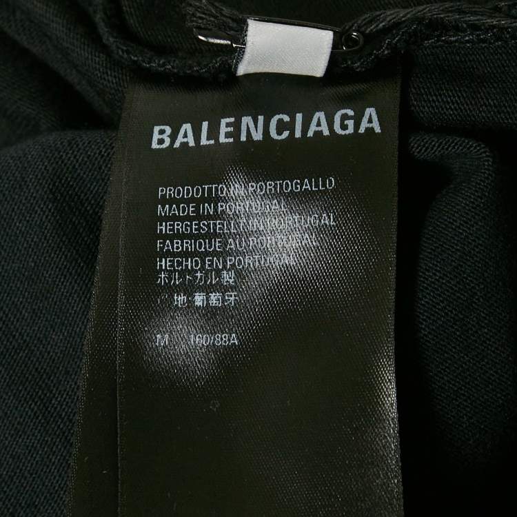 Pre Owned Balenciaga Vintage Effect Cotton Distressed Crew Neck T-Shirt M