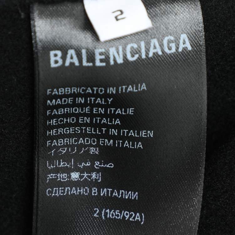Pre Owned Balenciaga Black Wool Fringe Edge Hooded Cardi Coat M
