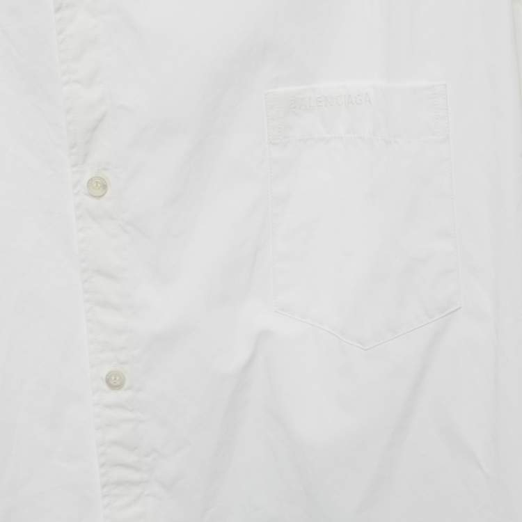 Pre Owned Balenciaga White Cotton Knotted Vareuse Shirt S