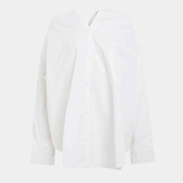 Pre Owned Balenciaga White Cotton Knotted Vareuse Shirt S