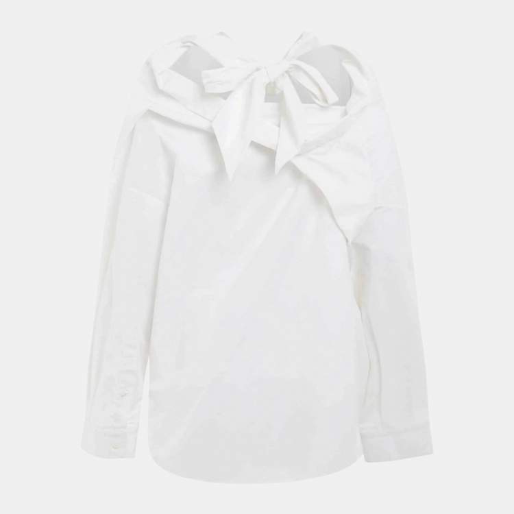 Pre Owned Balenciaga White Cotton Knotted Vareuse Shirt S