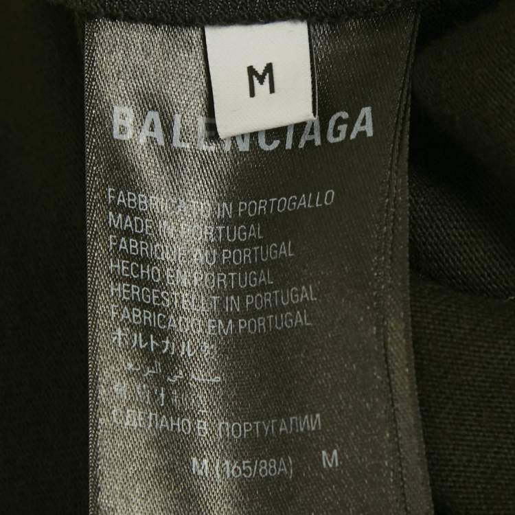 Pre Owned Balenciaga Black Logo Studded Cotton Knit Oversized Unisex T-Shirt M