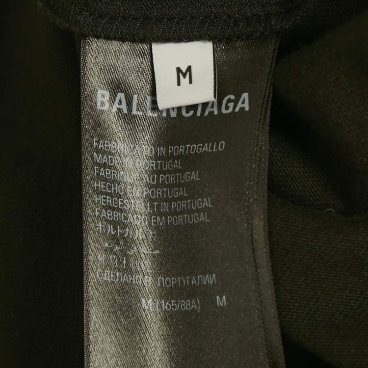 Pre Owned Balenciaga Black Logo Studded Cotton Knit Oversized Unisex T-Shirt M