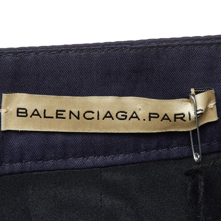 Pre Owned Balenciaga Navy Blue Cotton Mini Skirt M