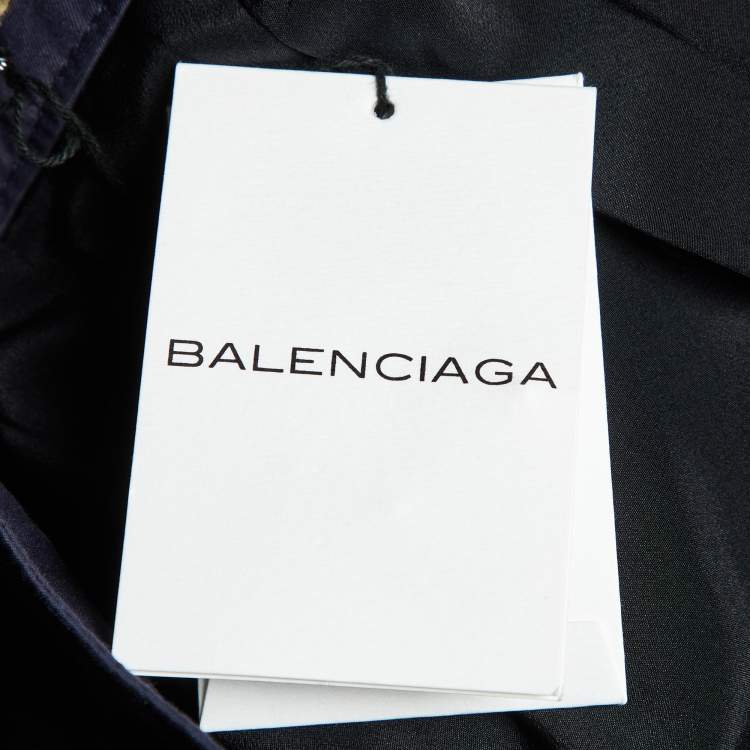 Pre Owned Balenciaga Navy Blue Cotton Mini Skirt M