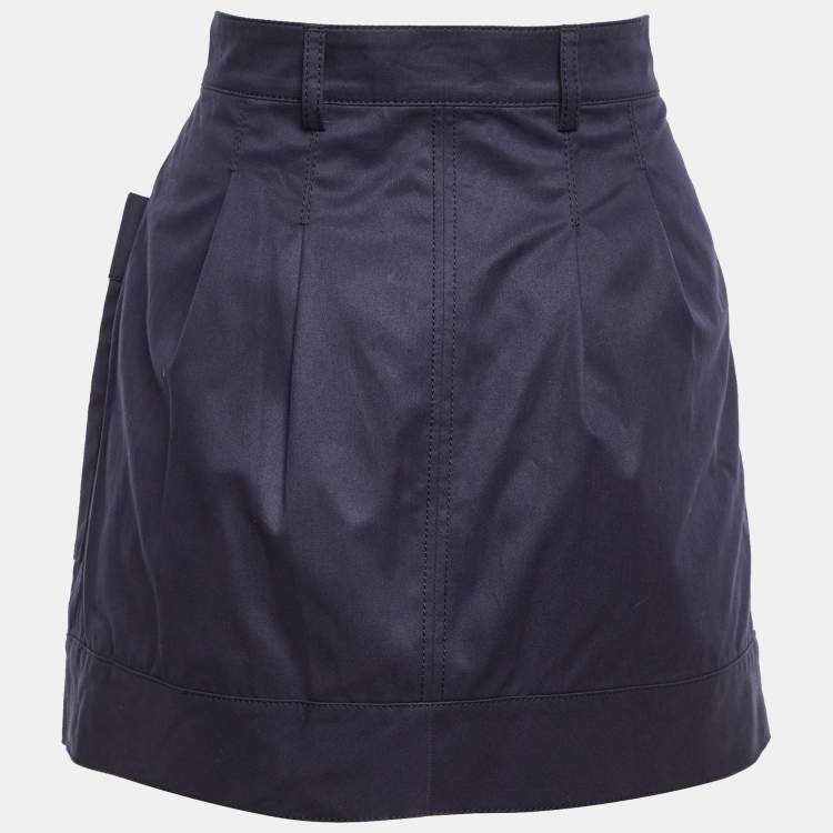 Pre Owned Balenciaga Navy Blue Cotton Mini Skirt M