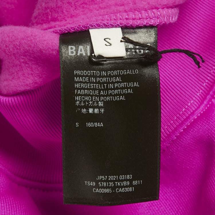Pre Owned Balenciaga Fuchsia Pink Copywrite Logo Print Jersey Oversized Hoodie S