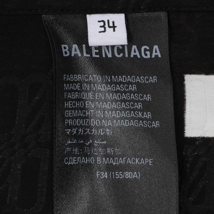 Pre Owned Balenciaga Wardrobe Black/White Satin Logo Print Shirt S