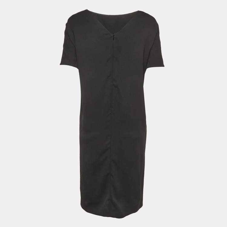 Pre Owned Balenciaga Black Crepe Shift Dress M