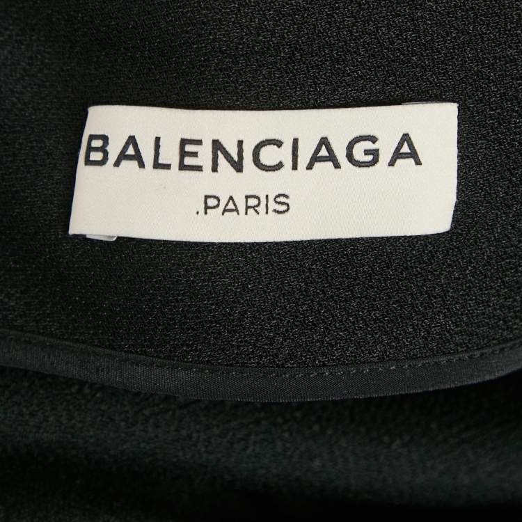 Pre Owned Balenciaga Black Crepe Shift Dress M