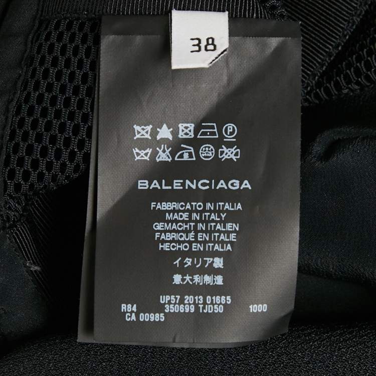 Pre Owned Balenciaga Black Crepe Shift Dress M