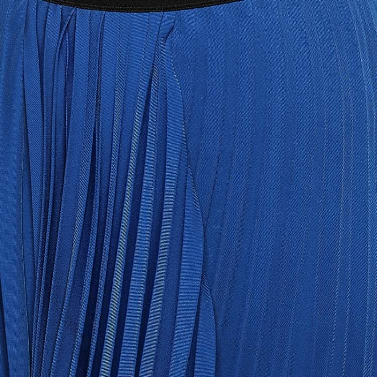 Pre Owned Balenciaga Blue Crepe Overlay Detailed Pleated Skirt M