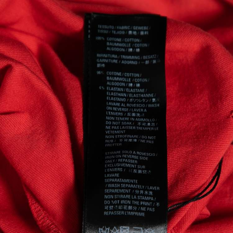 مملوكة مسبقًا Balenciaga Red Distressed Stonewashed Cotton Logo Printed T-Shirt XXS