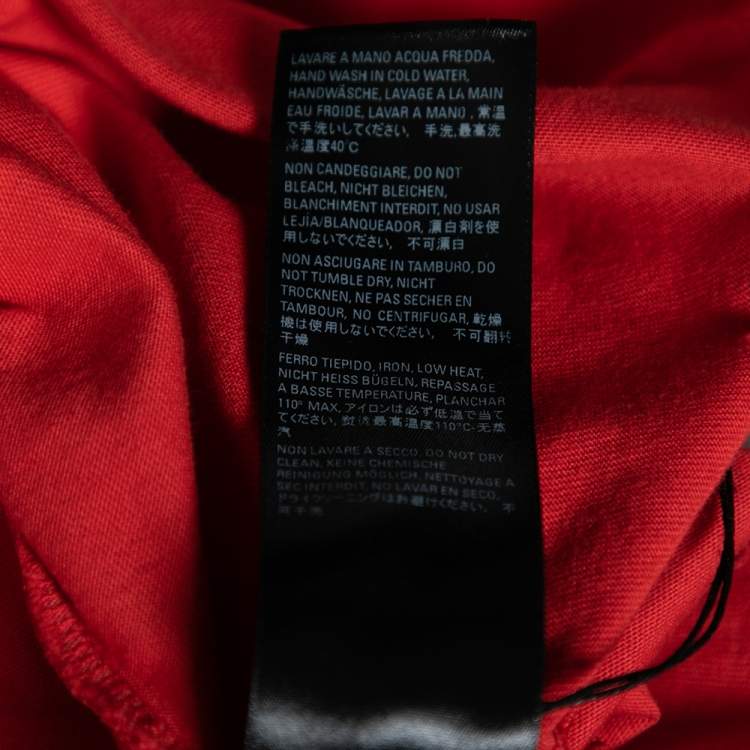 مملوكة مسبقًا Balenciaga Red Distressed Stonewashed Cotton Logo Printed T-Shirt XXS