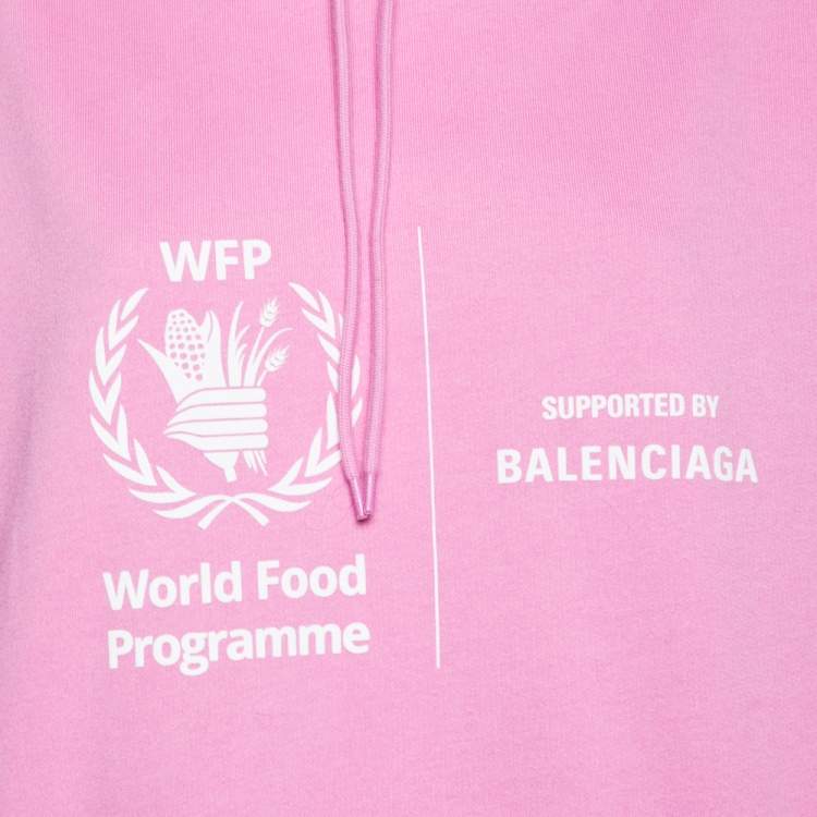 Pre Owned Balenciaga Pink Cotton World Food Programme Logo Printed Hoodie XS