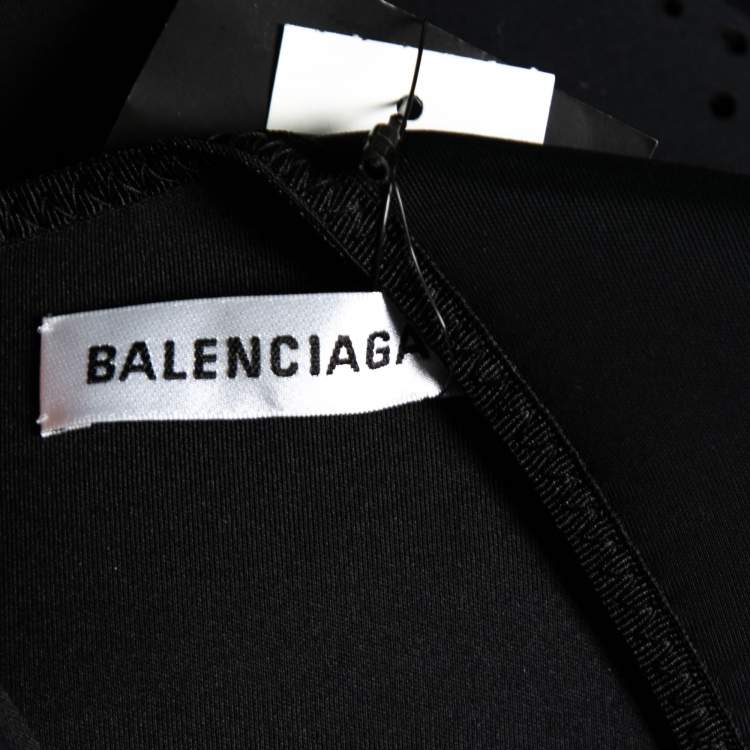 Pre Owned Balenciaga Black Perforated Neoprene Piaf Top M