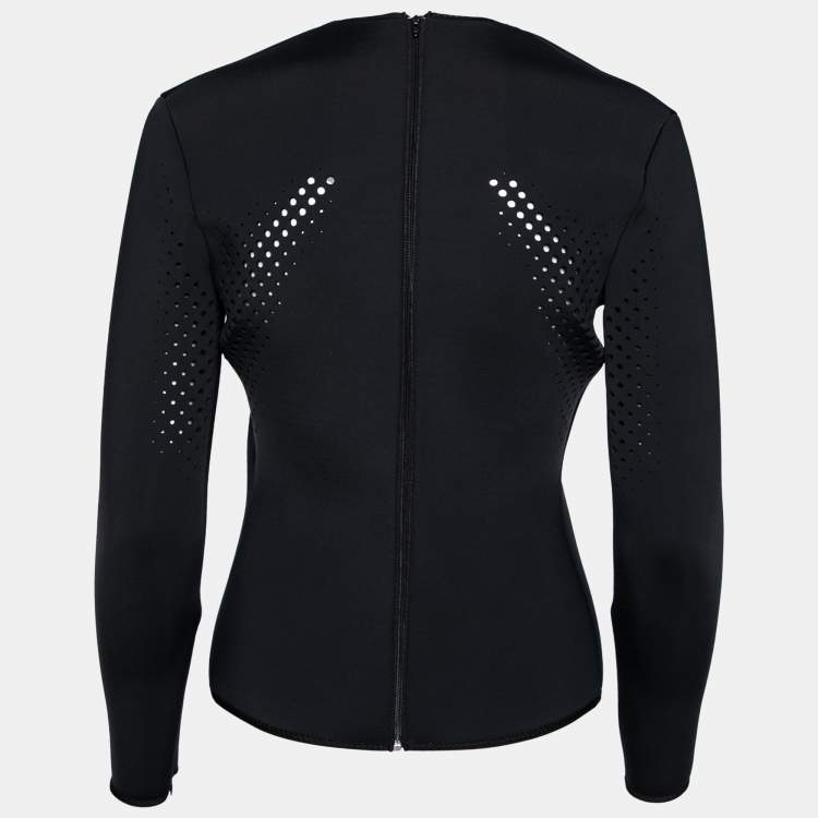Pre Owned Balenciaga Black Perforated Neoprene Piaf Top M