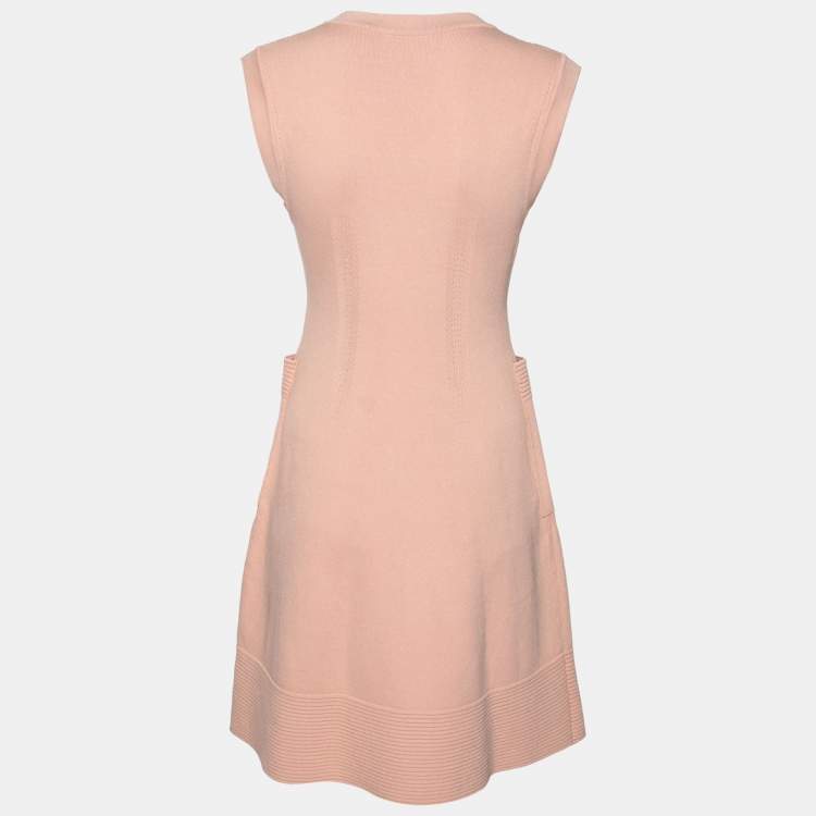 Pre Owned Balenciaga Peach Knit Pocketed Sleeveless Dress M