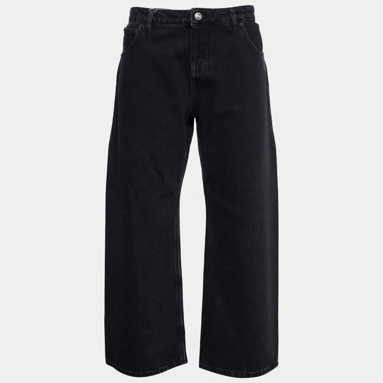 Pre Owned Balenciaga Black Stonewash Denim Wide Leg  Jeans L