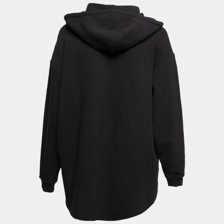 مملوكة مسبقًا Balenciaga Black Cotton Embroidered Detail Hoodie M