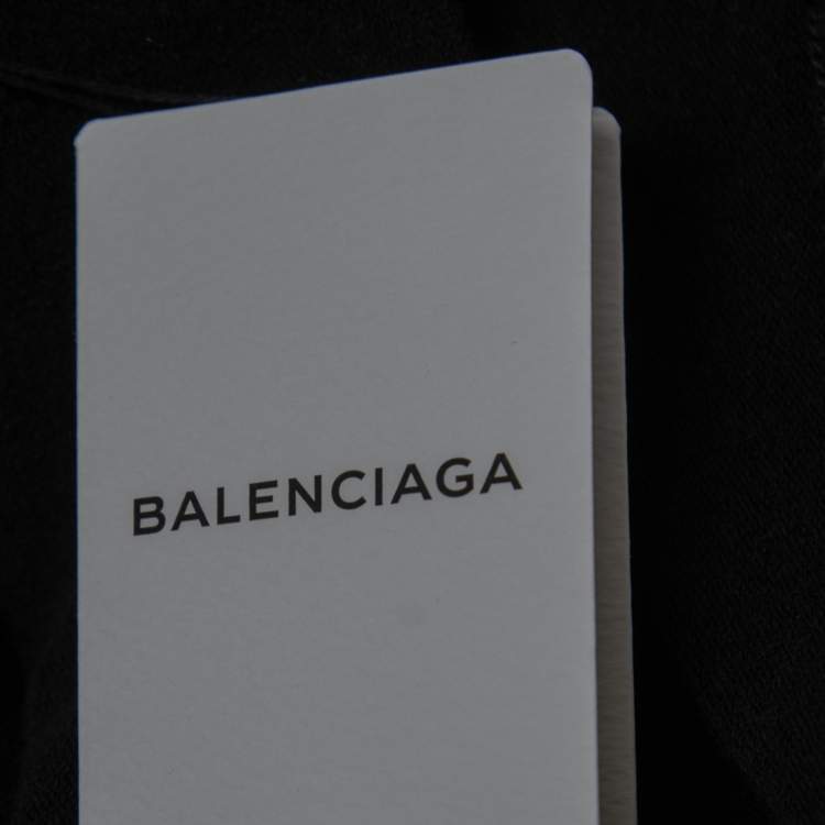 مملوكة مسبقًا Balenciaga Black Cotton Embroidered Detail Hoodie M