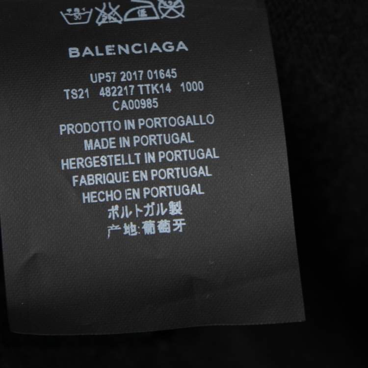 مملوكة مسبقًا Balenciaga Black Cotton Embroidered Detail Hoodie M