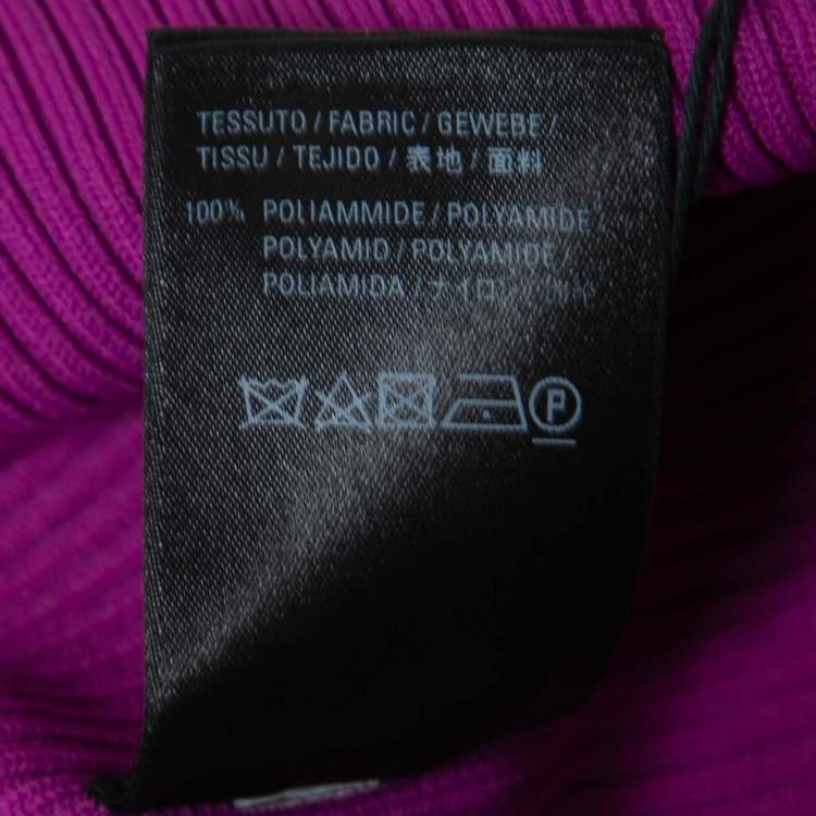 Pre Owned Balenciaga Purple Logo Printed Rib Knit Long Sleeve Jumper XL