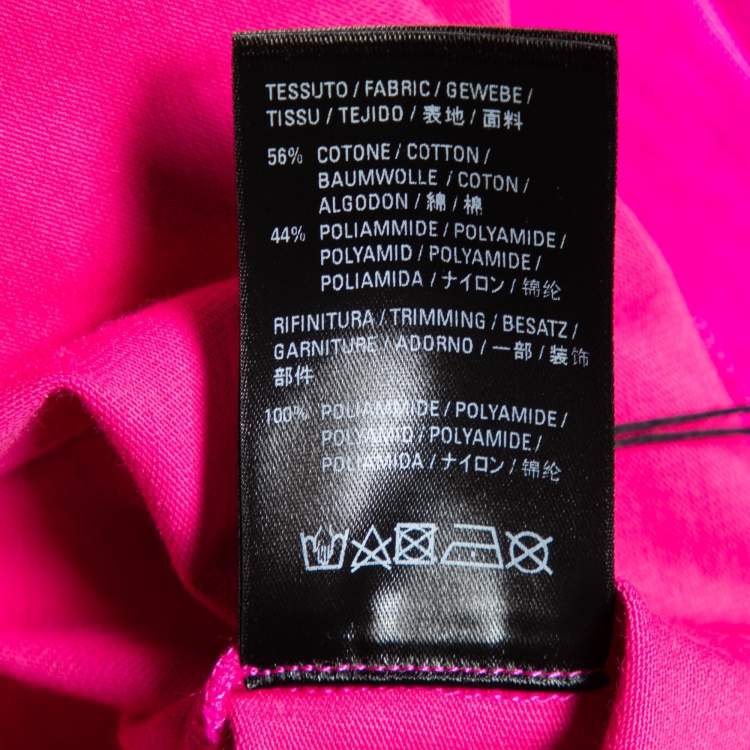 Pre Owned Balenciaga Pink Logo Printed Cotton Knit T-Shirt L
