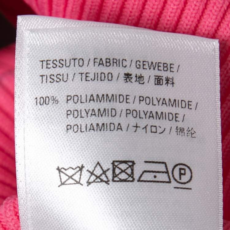 Pre Owned Balenciaga Pink All Over Logo Print Ribbed Knit Pullover XS