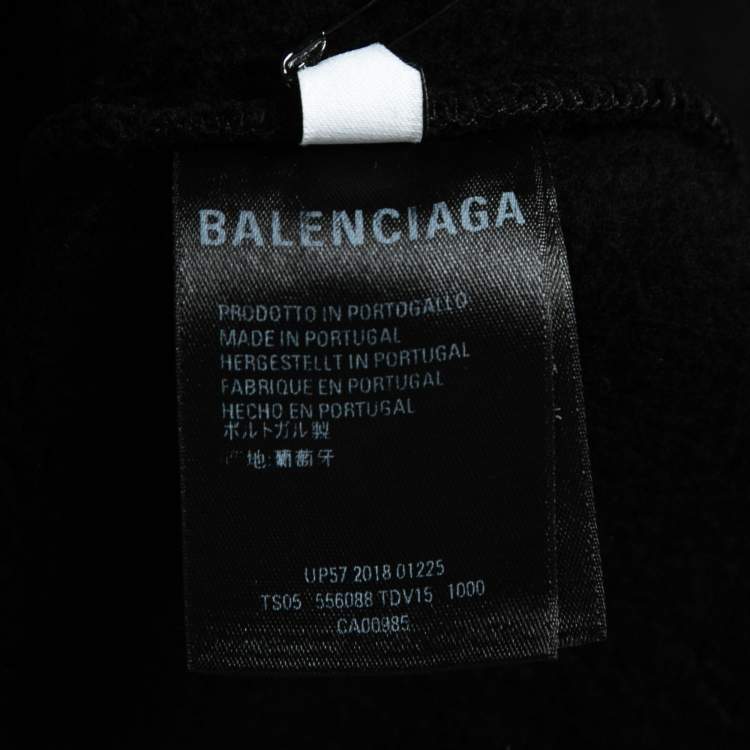 Pre Owned Balenciaga Black Cotton Speed Hunter Printed Hoodie L