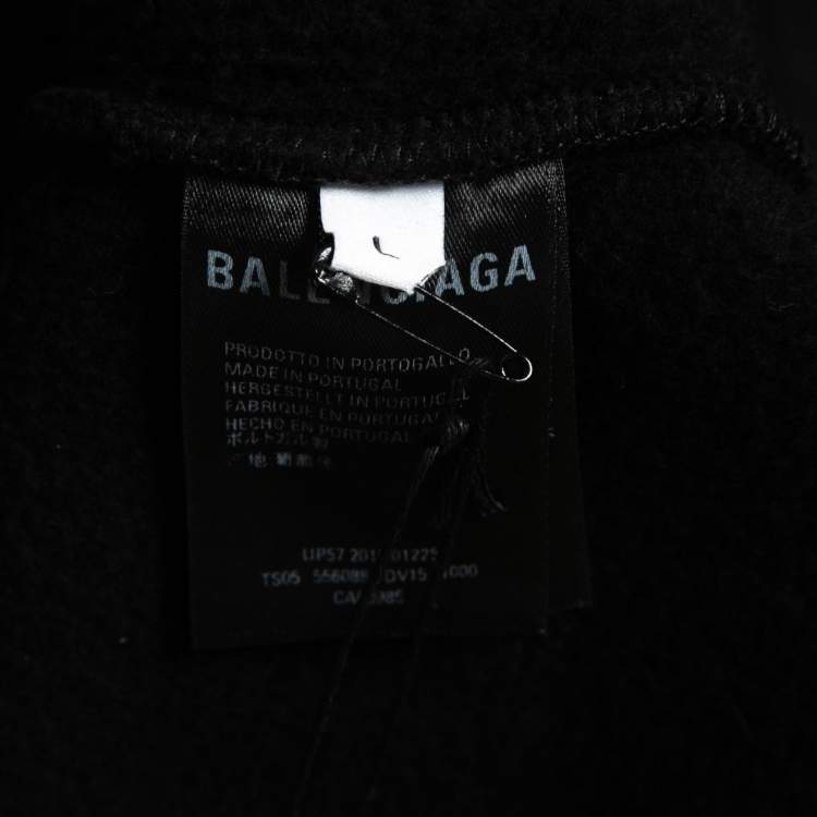 Pre Owned Balenciaga Black Cotton Speed Hunter Printed Hoodie L